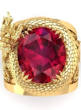 成熟男士雕刻盘龙浮雕立体指环