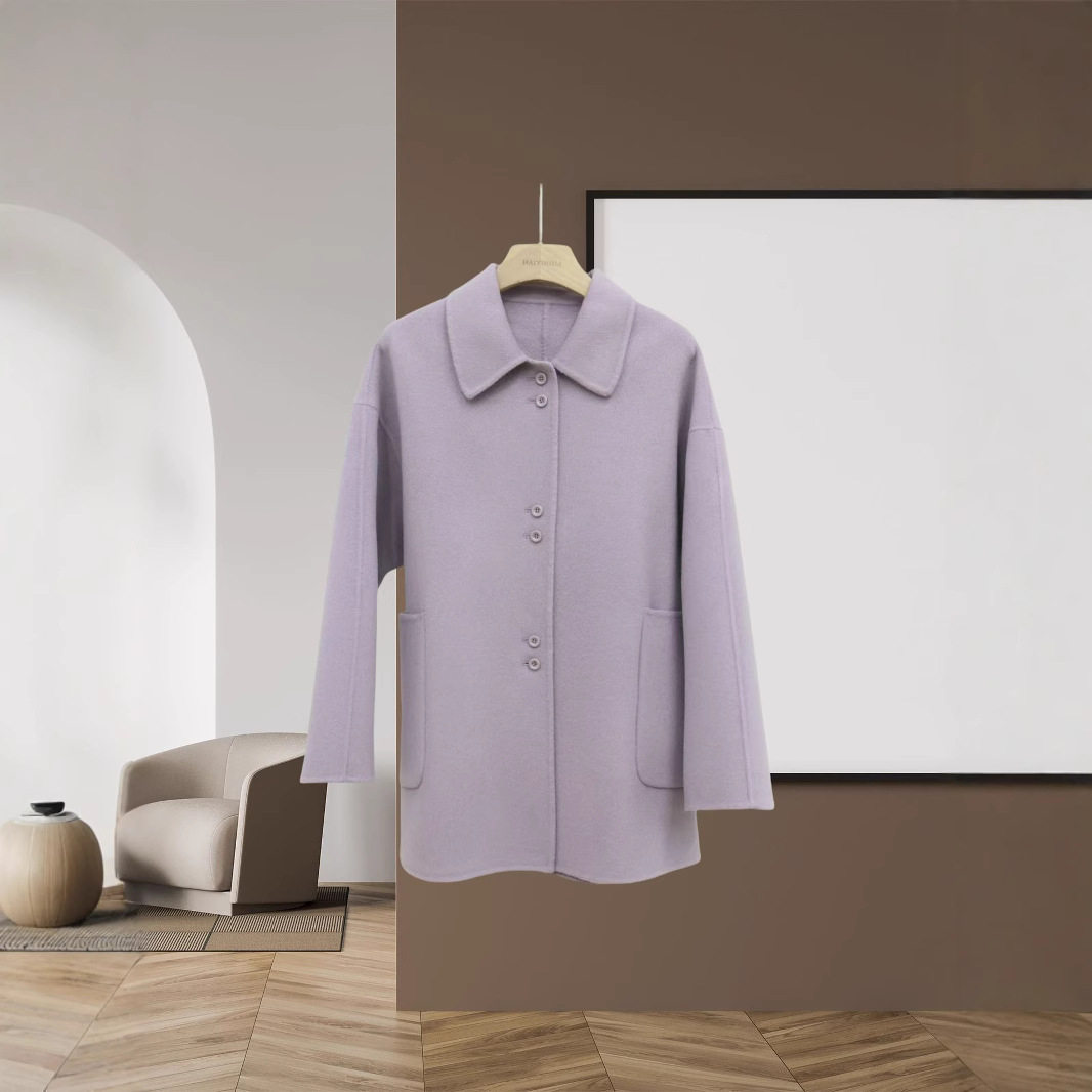 100羊毛双面呢羊大衣毛呢外套