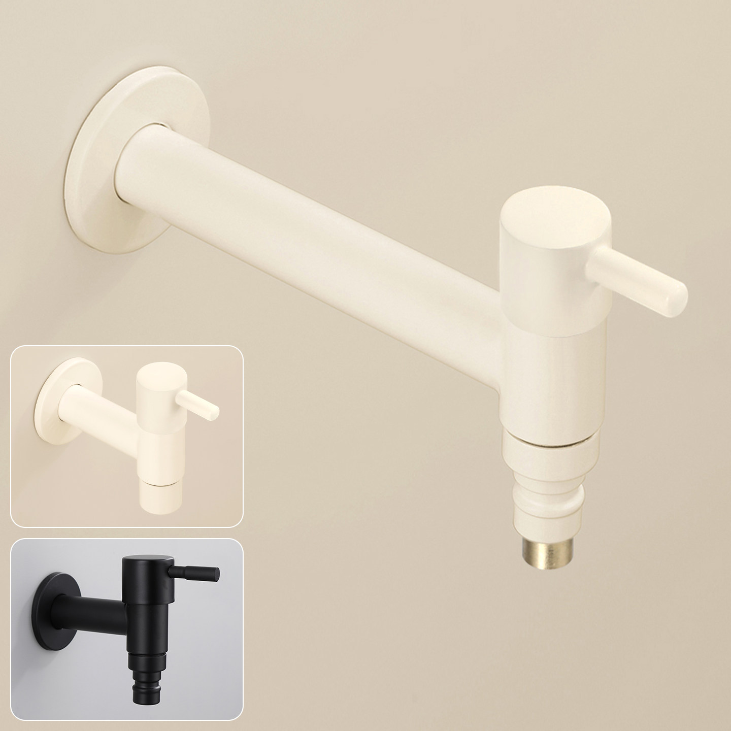 奶油白4分嘴加长洗衣机龙头 黑色普通入墙304不锈钢拖把池水龙头,家装主材,洗衣机龙头,淘宝优惠券,粉丝福利购,淘宝优惠卷