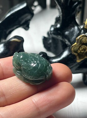 天然翡翠玉石小款龙龟吊坠 正品翡翠玉龙头龟雕件 玉器挂件送证书