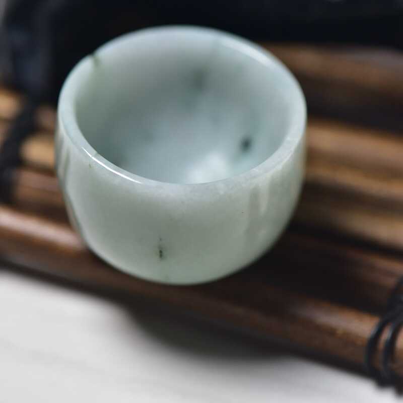 缅甸天然翡翠A货玉石酒杯茶杯摆件天然A货玉器带证书