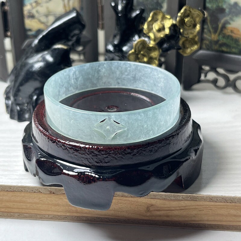 冰糯种天然翡翠A货玉石手镯女款玉器冰透镯子带证书 内径53.7mm