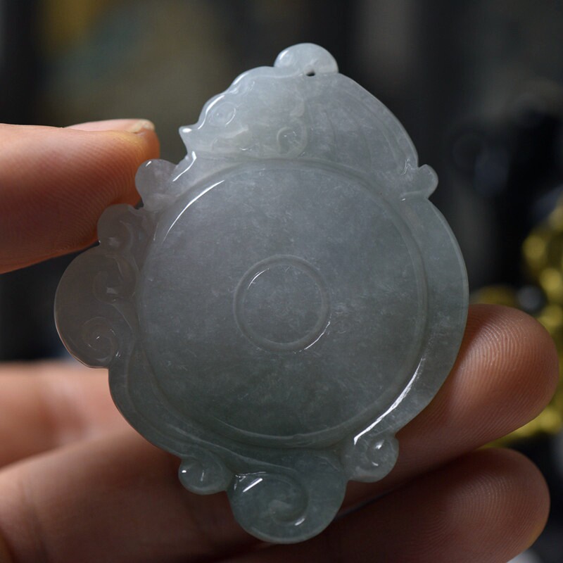 翡翠玉石A货仿古龙牌玉佩 玉雕缅甸玉器珠宝首饰吊坠 保真送证书