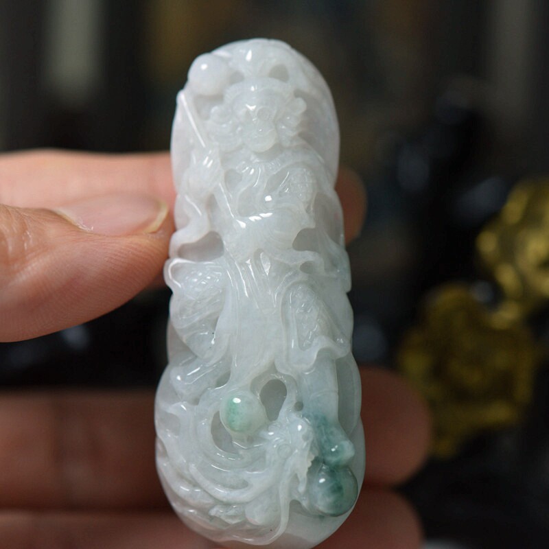 翡翠玉石A货孙悟空雕件 天然正品缅甸玉器珠宝首饰 保真送证书