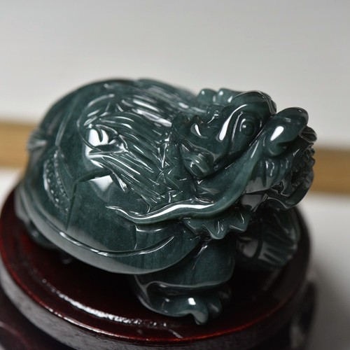 A货翡翠龙龟摆件带证书
