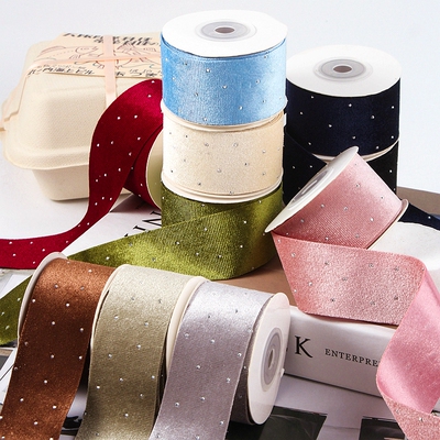 烫钻天鹅绒丝绒植绒织带diy手工蝴蝶结头饰服装辅料礼盒装饰绑带