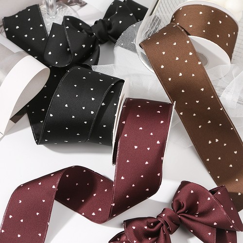 爱心印花缎带烘焙蛋糕装饰彩带礼盒包装带DIY蝴蝶结发饰心形织带