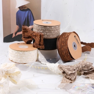 韩式温婉大气立体毛流苏牙刷丝带头饰发夹配件服装辅料礼盒包装