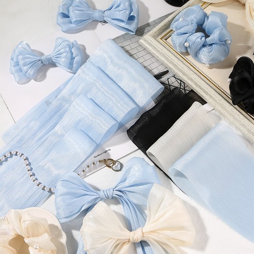 流光皱皱网纱丝带布料DIY发饰蝴蝶结材料方巾大肠发圈雪纱面料