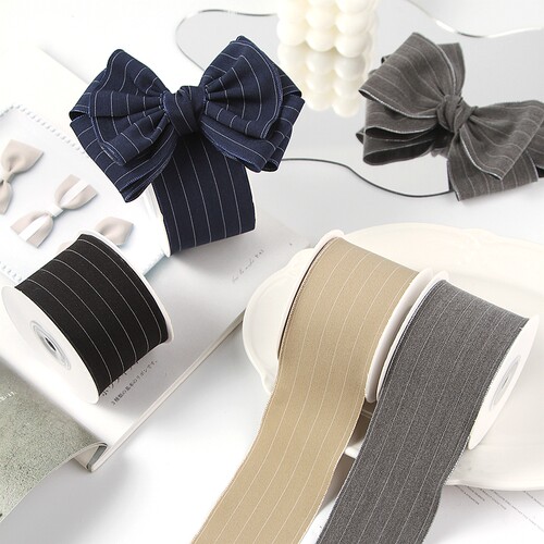 礼盒条纹包装布带DIY发饰辅料丝带服饰领结蝴蝶结压边条纹织带