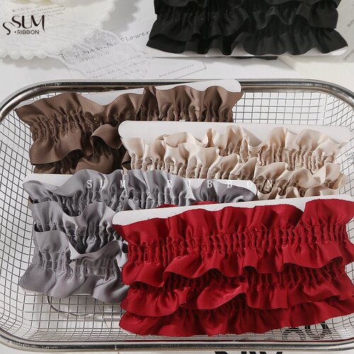 双边波浪皱褶缎带娃衣服装荷叶边洛丽塔DIY发饰蝴蝶结花边辅料带