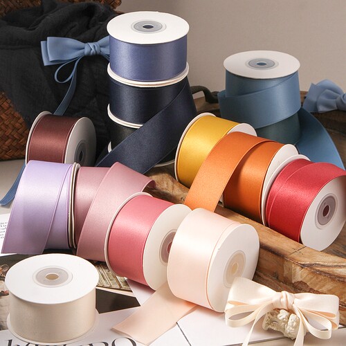 双面加密涤棉带diy蝴蝶结发夹婚庆彩带礼品包装织带辅料装饰丝带