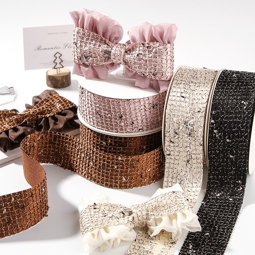 编织纹路丝带手工DIY礼品花束包装网格彩带发饰蝴蝶结辅料织带