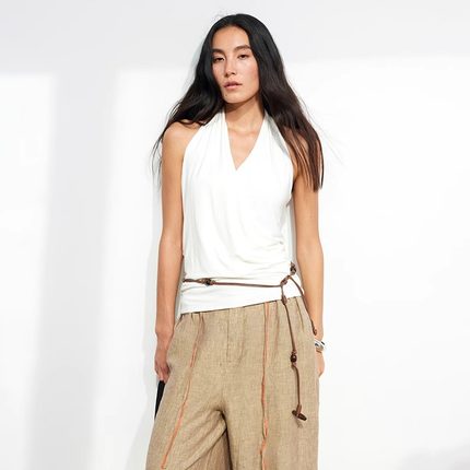 【XSPACE】Dpercent丨雕塑感不对称褶皱双层挂脖百搭通勤背心