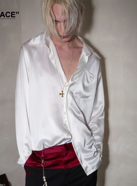 【XSPACE】RICHILL MELANCHOLY缎面刺绣质感慵懒公子风廓型衬衫