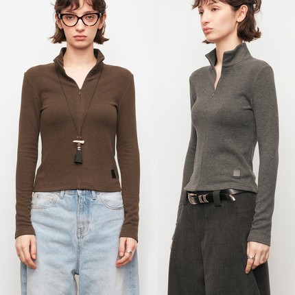 【XSPACE】Dpercent丨桑蚕丝羊毛混纺半高领修身针织衫长袖打底衫