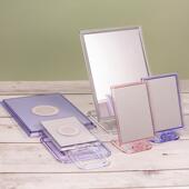 韩国进口亚克力框折叠便携台式 镜公主镜透明折叠手持长方形旋转镜