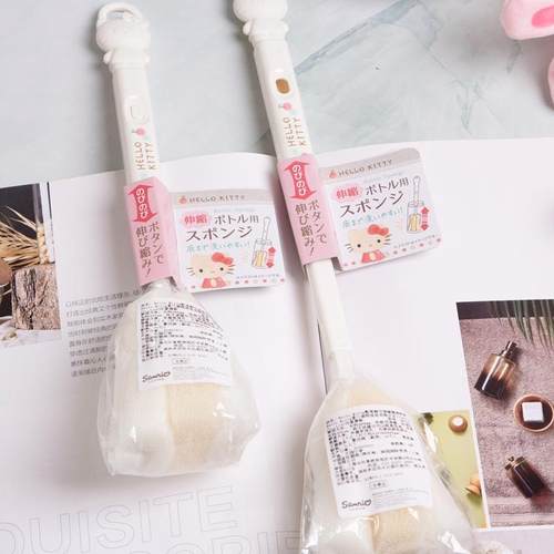 日本卡通可调节伸缩长柄海绵杯刷