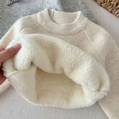 女童套头毛衣一体绒冬季加厚