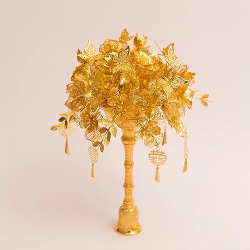 金色手捧花diy材料包新娘结婚婚礼秀禾服婚纱花束送朋友新婚礼物