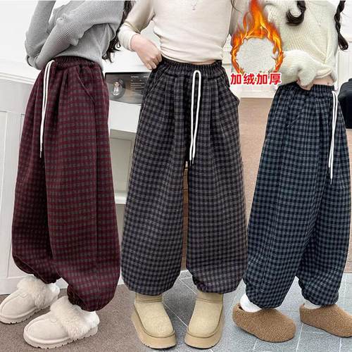 格子长裤2025新款毛呢洋气裤子