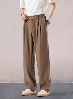 冬季休闲西装裤男士2025新款春秋季宽松垂感棕色高级感直筒小西裤