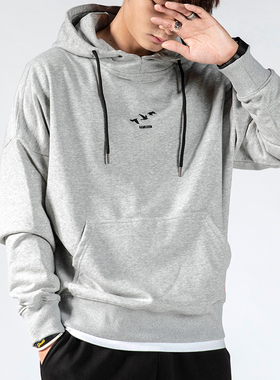 灰色卫衣男士套头衫春秋季新款港风ins上衣潮流简约日系衣服