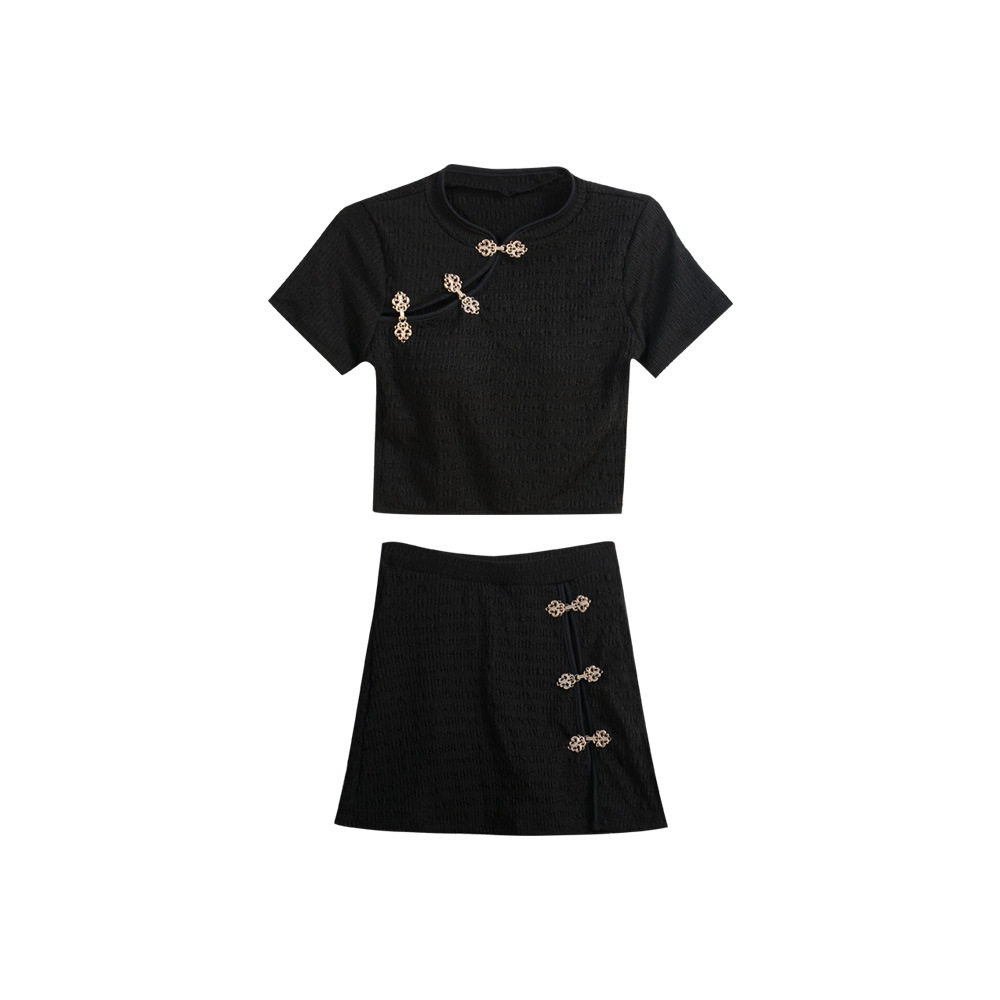Sweet Chinese-Style Cheongsam Swimsuit for Women, Black, Covers the Body, Slimming, Small Bust, Conservative, Boxer Briefs, Two-Piece, Suitable for Hot Springs and Vacations