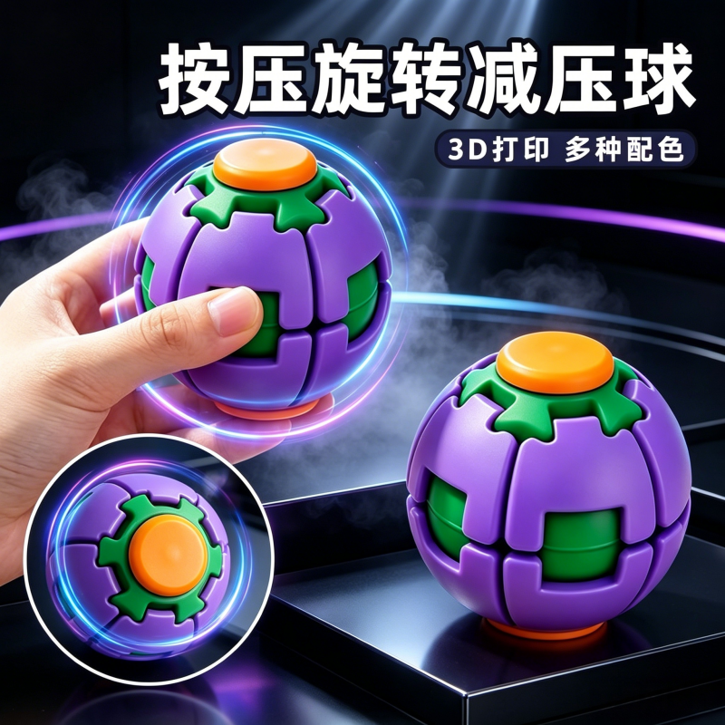 3D打印按压旋转解压指尖陀螺