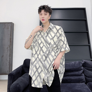 高品质短袖衬衫男士夏季商务休闲衬衣个性时尚花衣服D705P55
