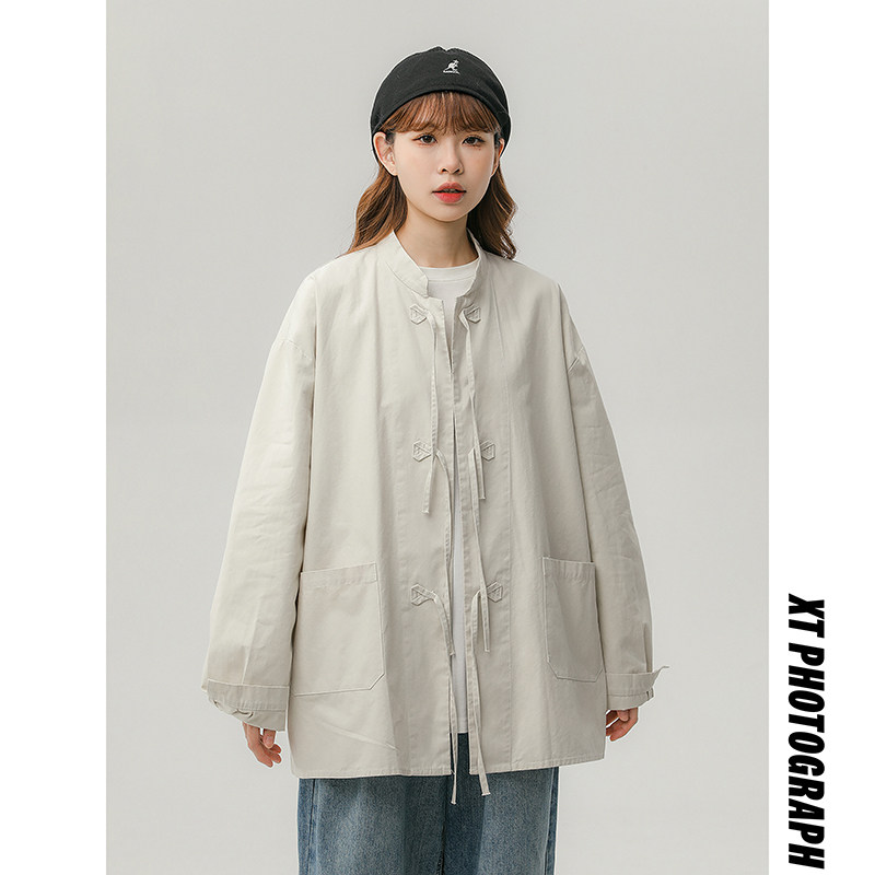 中性风2023秋季新款风纯手工系绳设计休闲宽松外套D788P95,女装短外套,星座312B-1