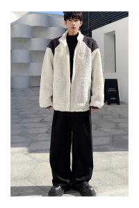 2021羊羔毛加厚立领宽松休闲冬季加棉外套D05P115图片