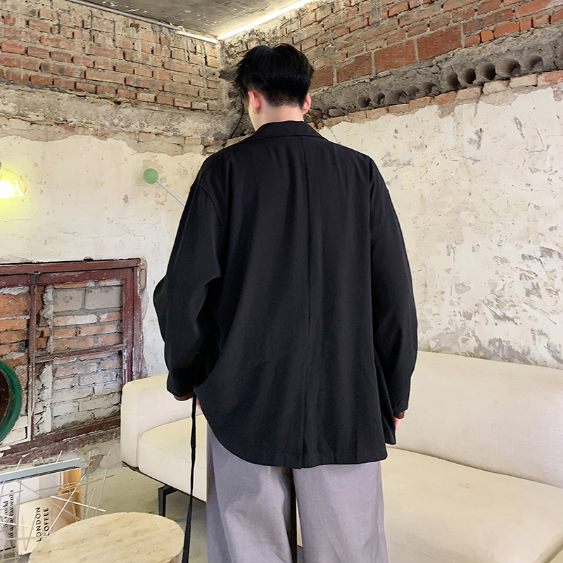 2021新款秋季上衣个性系带风衣宽松男士潮流外套D580,男装西服,星座312B-1