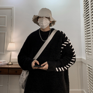 2023秋冬复古宽松重磅手工穿线马海毛针织大毛衣情侣男生D821P85,男装针织衫/毛衣,星座312B-1