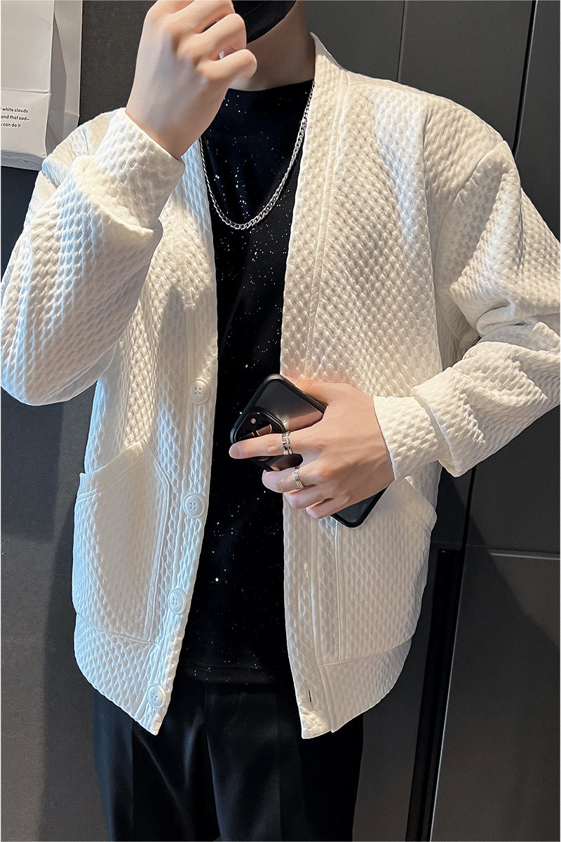 秋冬新款社会小伙小众开衫复古提花卫衣男士宽松上衣外套D805P75,男装针织衫/毛衣,星座312B-1