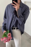 2021秋季潮款纯色衬衫宽松落肩袖男衬衫百搭潮男衬衫D602P55，男装衬衫，星座312B-1