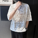2023夏季新款社会小伙时尚破洞短袖T恤男上衣D841P50，男装T恤，星座312B-1