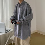 2021春夏季条纹工装长袖衬衣男士宽松衬衫长袖潮男D603P45，男装衬衫，星座312B-1