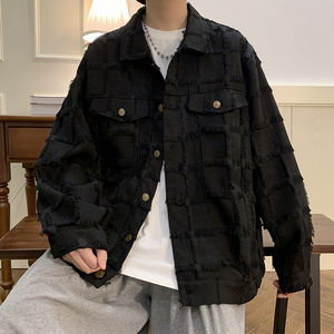2023春季新款潮流外套流苏方格外套男夹克D824P115图片