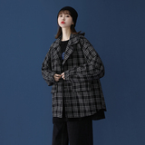 2023春季宽松格子夹克中性风舒适外套潮拉风夹克D516P65，女装短外套，星座312B-1