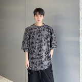 2023夏季新款暗黑时尚小众破洞设计短袖T恤D841P50，男装T恤，星座312B-1