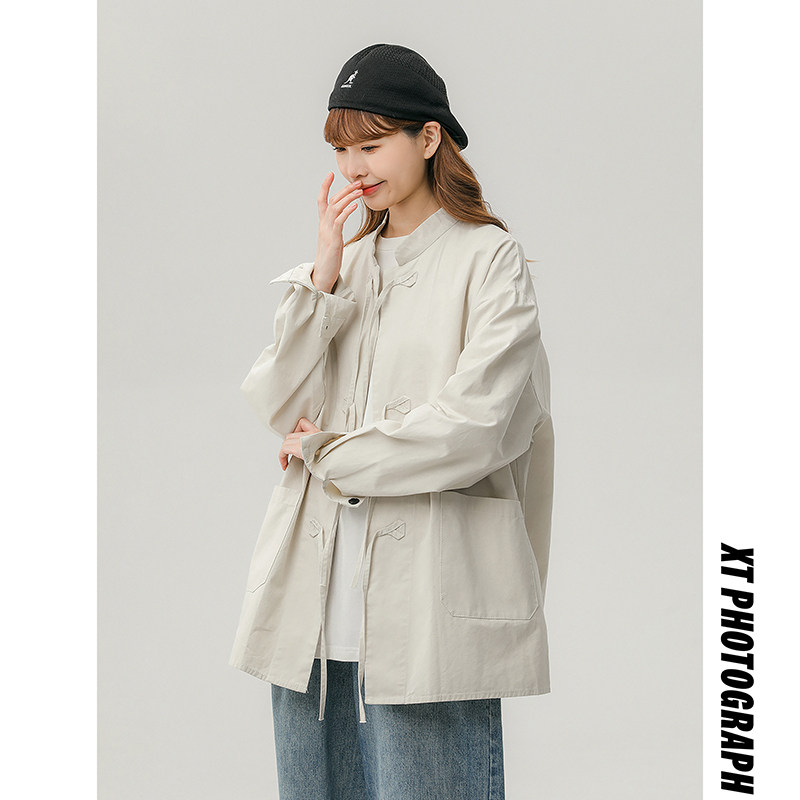 中性风2023秋季新款风纯手工系绳设计休闲宽松外套D788P95,女装短外套,星座312B-1