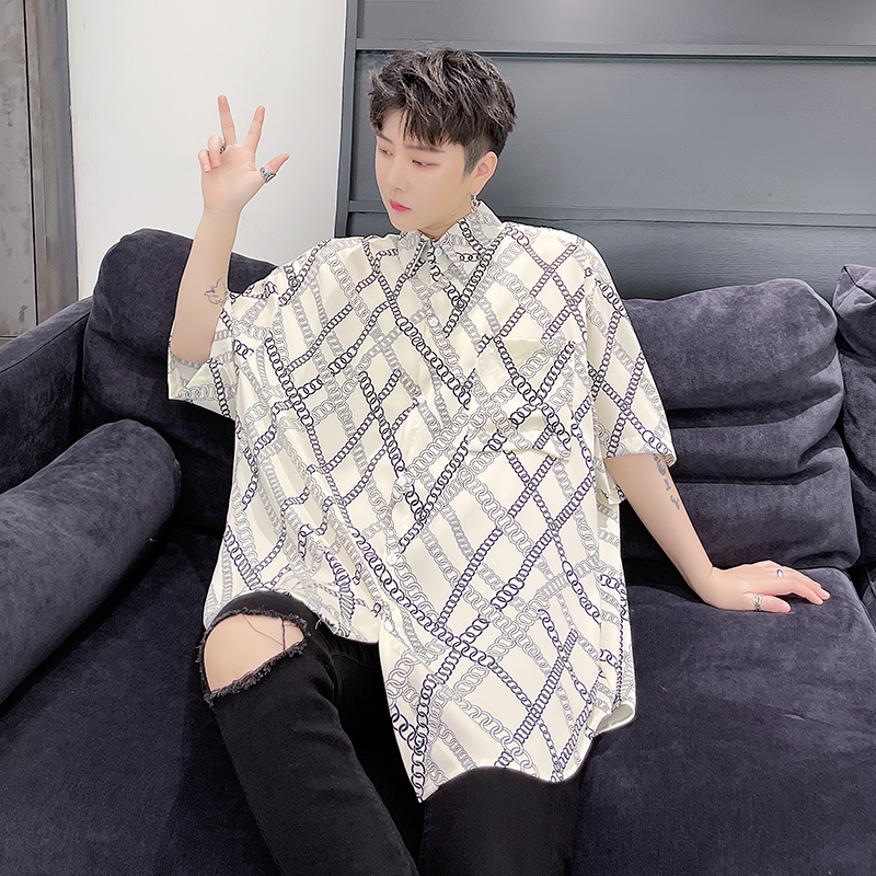 高品质短袖衬衫男士夏季商务休闲衬衣个性时尚花衣服D705P55，男装衬衫，星座312B-1