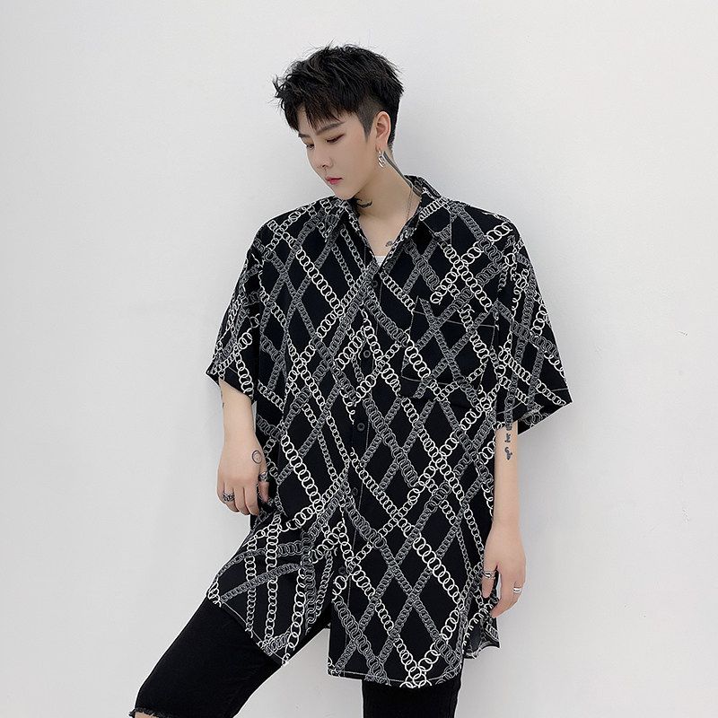 高品质短袖衬衫男士夏季商务休闲衬衣个性时尚花衣服D705P55,男装衬衫,星座312B-1