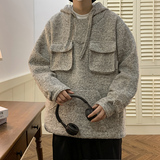 2022冬季新款复古宽松保暖连帽立体口袋套头毛呢羊毛外套D820P138，男装毛呢大衣，星座312B-1