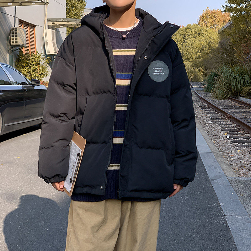 2021冬季新款纯色加厚休闲连帽羽绒棉衣外套纯色百搭男装D116P128图片