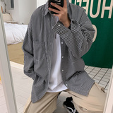 2021春夏季条纹工装长袖衬衣男士宽松衬衫长袖潮男D603P45，男装衬衫，星座312B-1