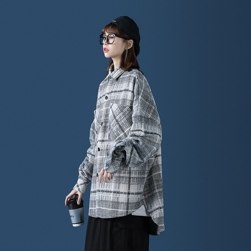 厚重粗花呢格子夹克外套上衣D107P70,女装短外套,星座312B-1