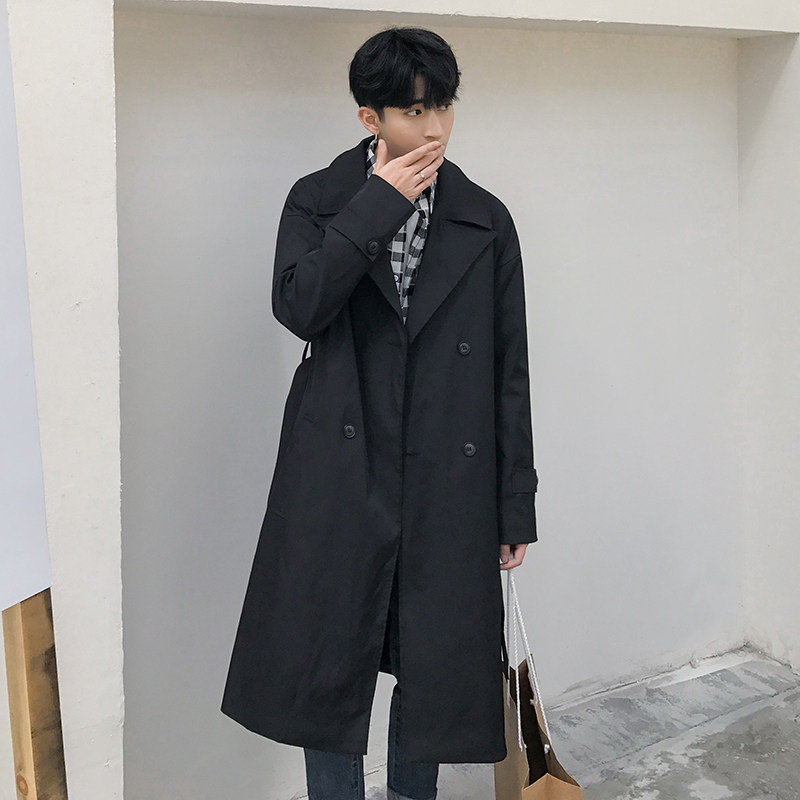 2023春季新款加长纯色百搭男风衣宽松韩版时尚风衣D39P140,男装风衣,星座312B-1
