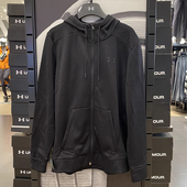 安德玛 春秋冬加绒抓绒连帽外套运动训练拉链卫衣1373357 UA男子